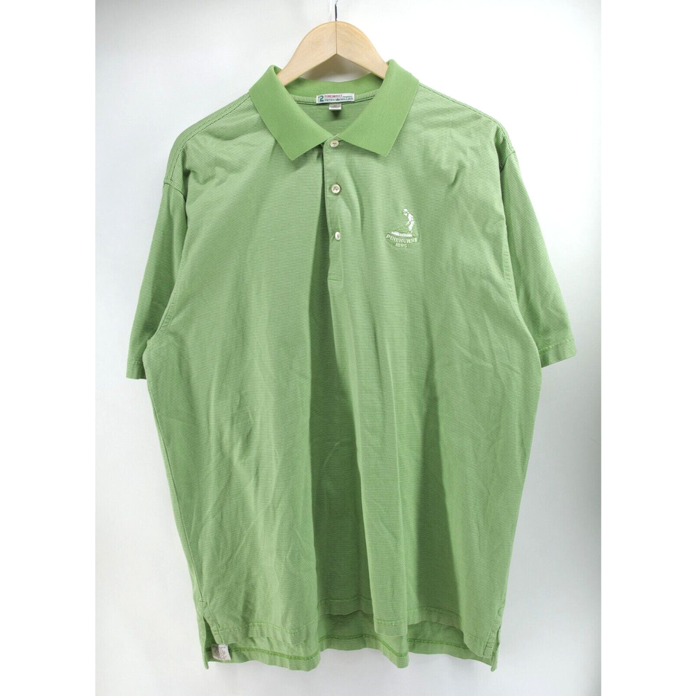 No. 2 PINEHURST PETER MILLAR Pinehurst 1895 GC logo Green Striped golf polo‎ XL